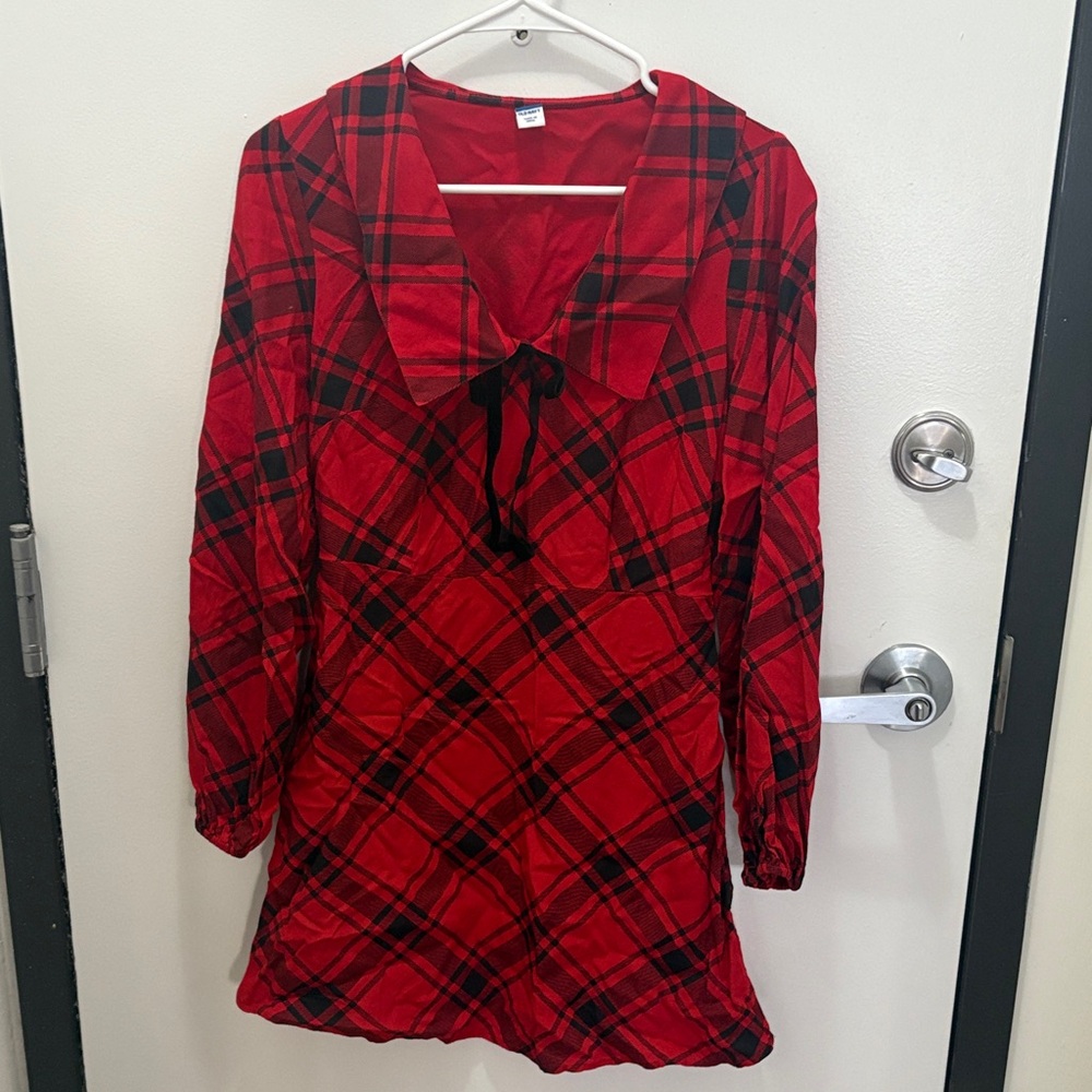 Old Navy Red and Black Plaid Women's Dress